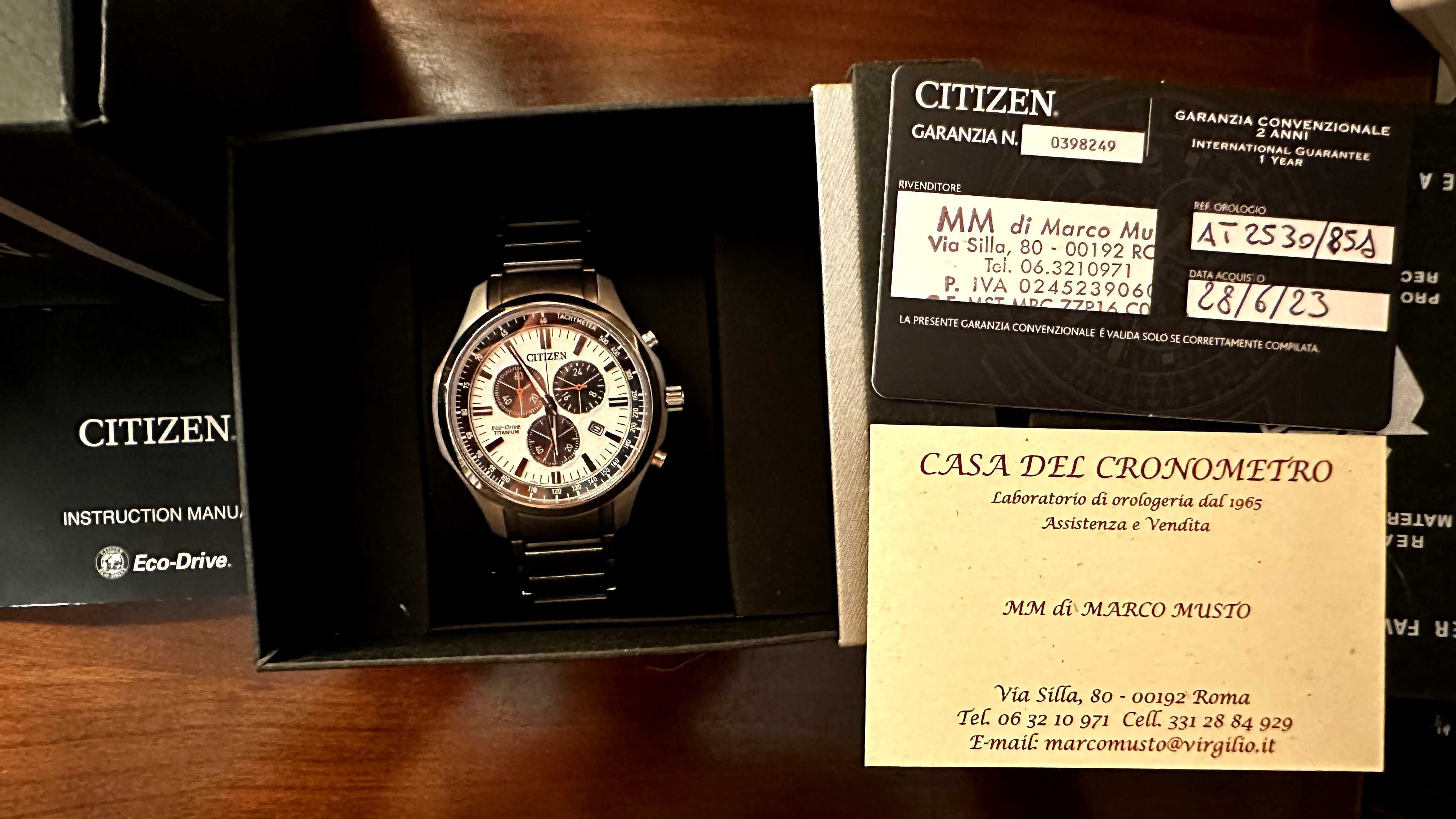 Ceas Citizen Titanium AT2530-85A Eco-Drive Cronograf, cump. din Italia