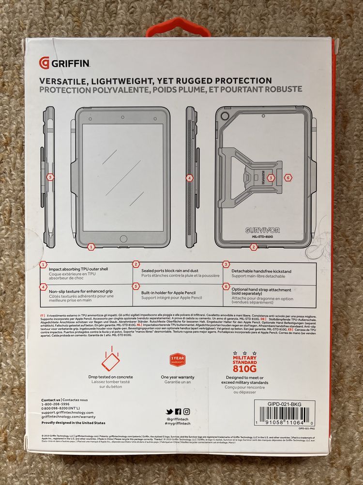 Apple iPad mini 4/5 Griffin кейс + Screen Protector Zagg