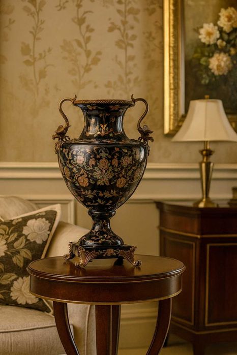 Vază din portelan și detalii din bronz lucrate manual