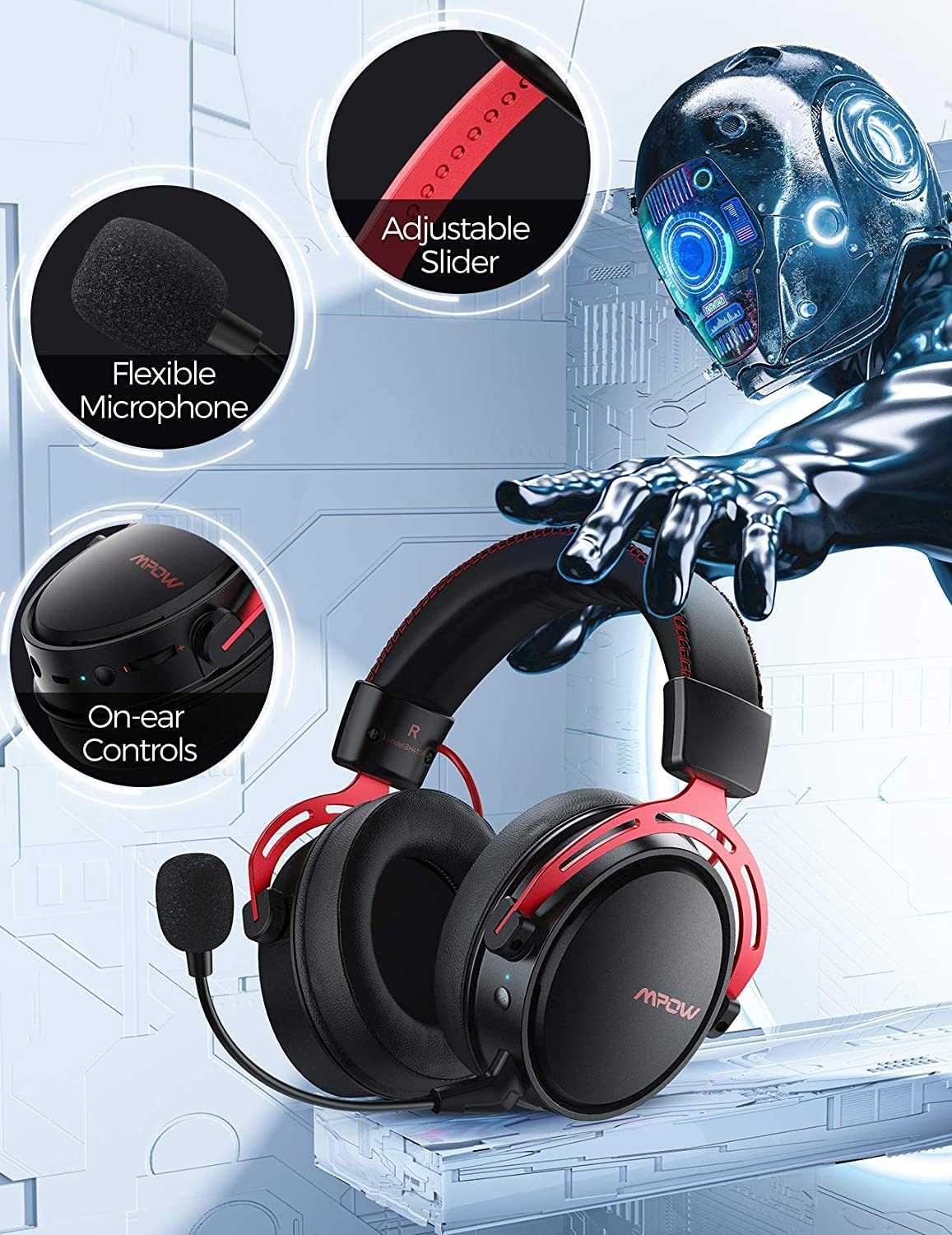 MPOW 2.4GHz Wireless Gaming Headset-безжични геймърски слушалки