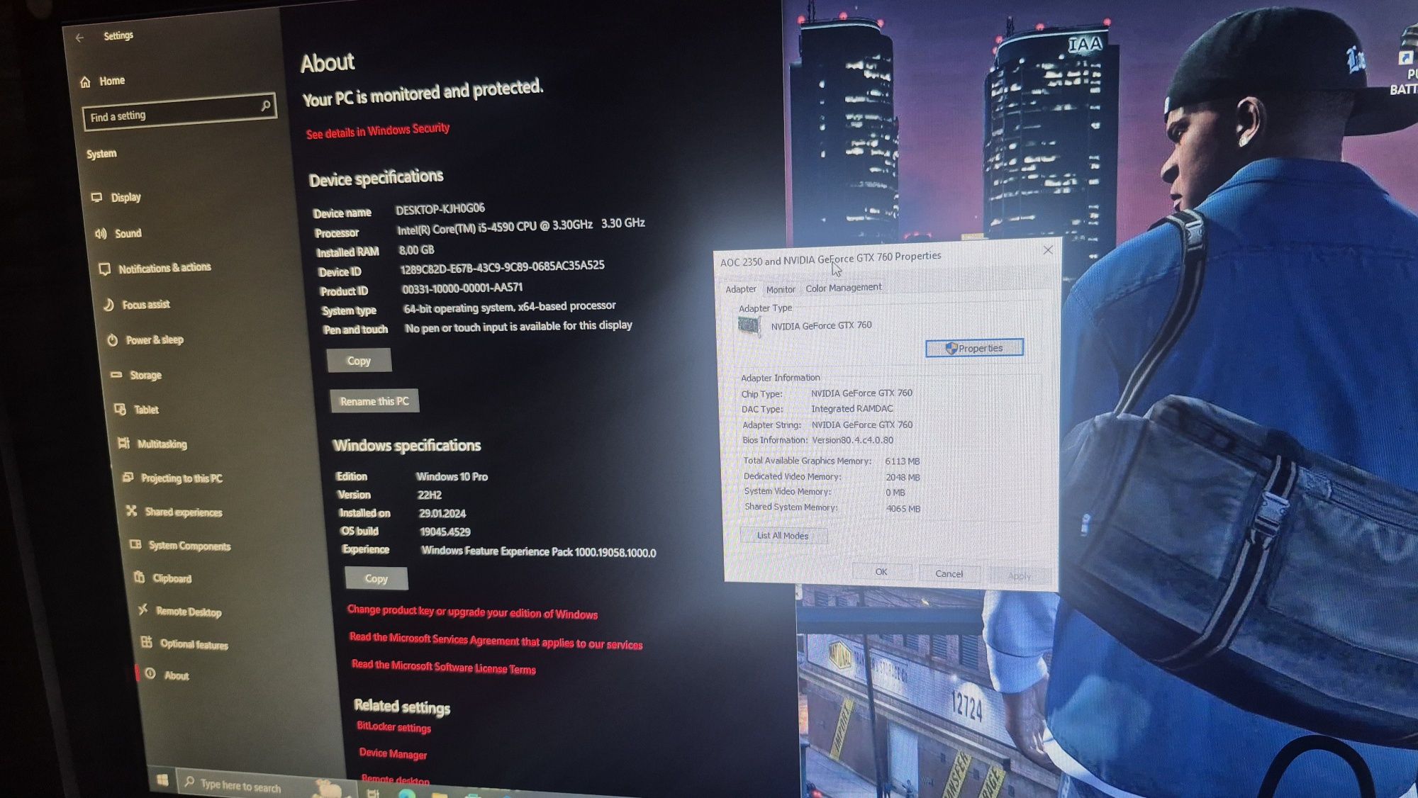 Pc i5-4590 3.30ghz 8GB RAM GTX 760
