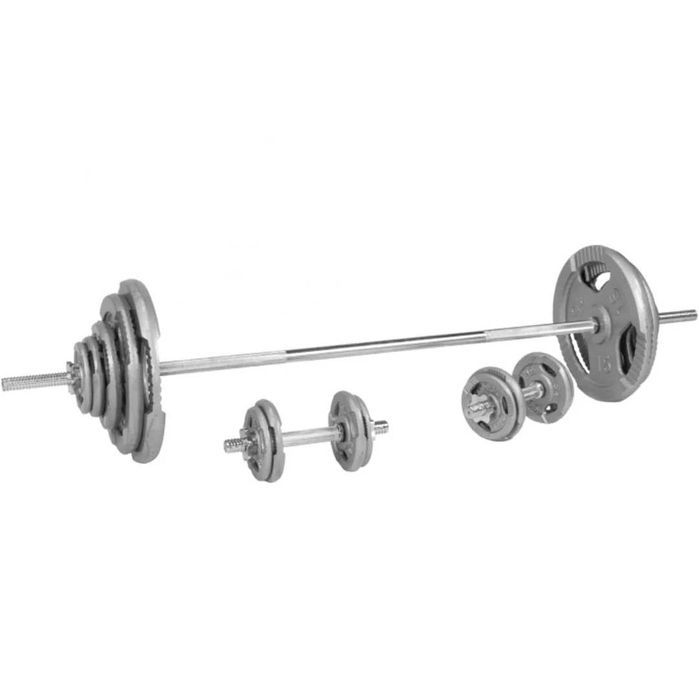 Banca reglabila cu suport + set greutati 105 kg
