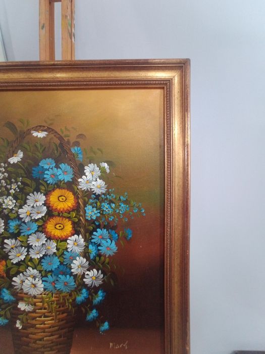 Картина маслени бои "Кошница с Пролетни Цветя"