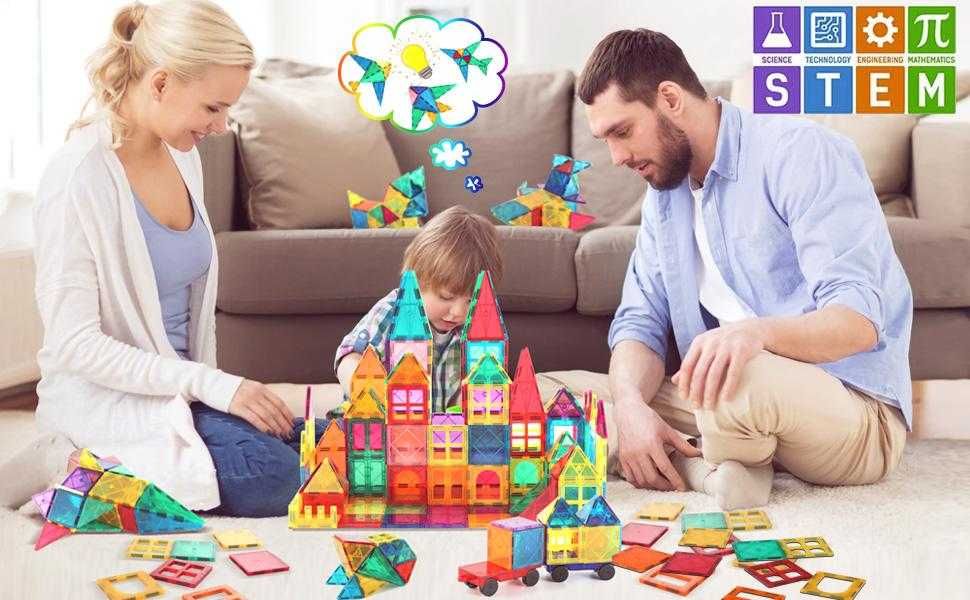Set Inteligent Placute Magnetice de Constructie 78 Piese