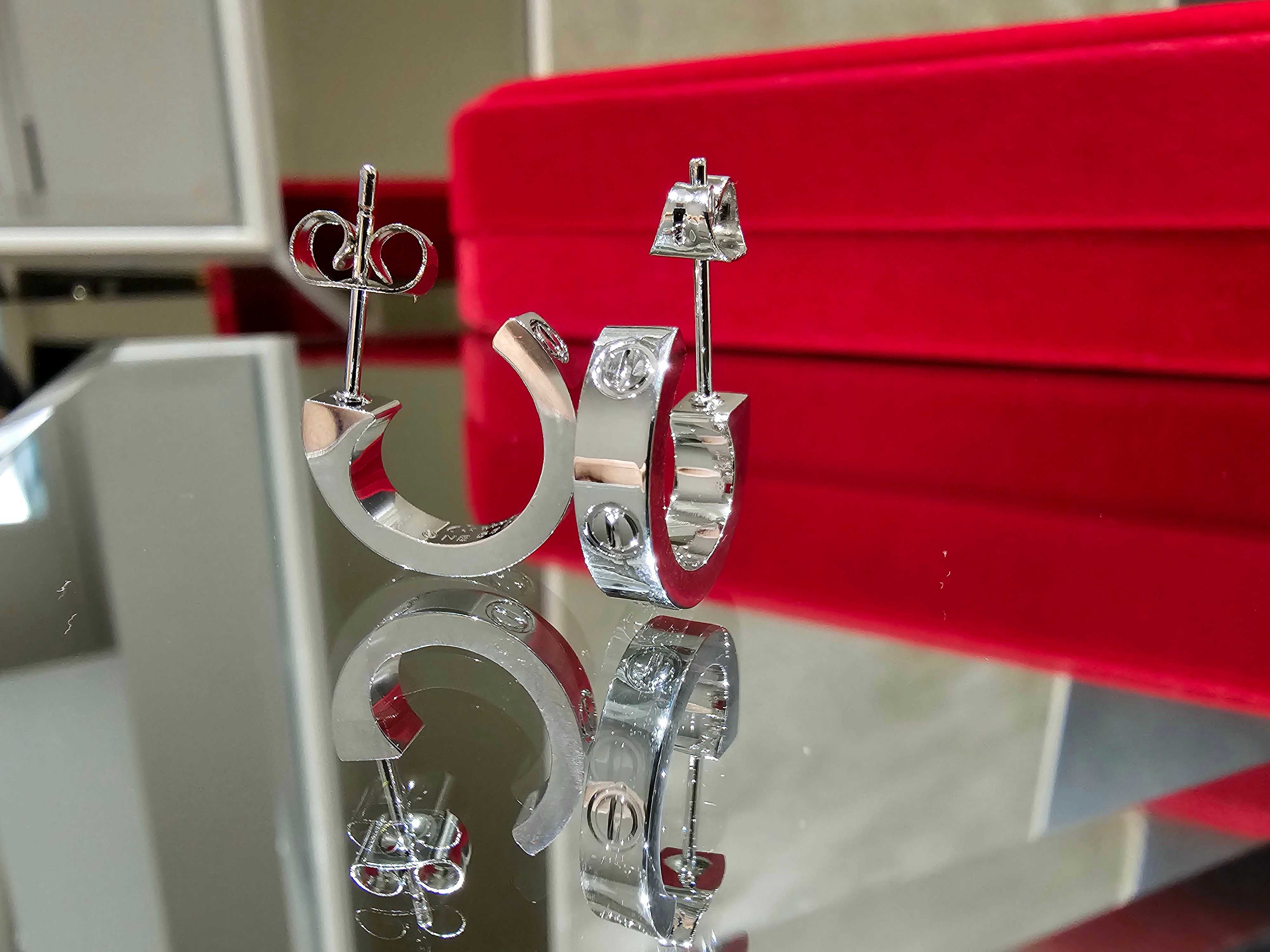 CARTIER Love Silver Hoop Дамски Обеци