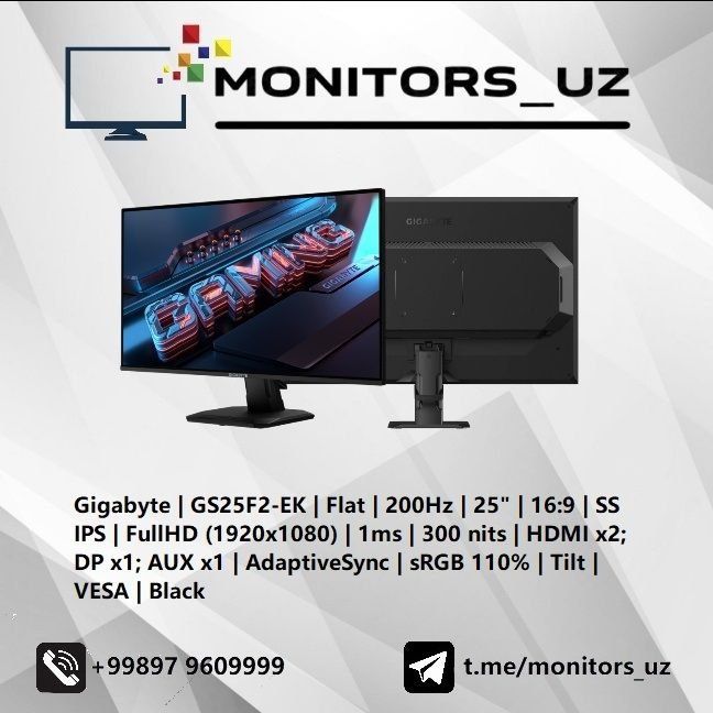 [NEW] монитор Gigabyte GS25F2 IPS 200Hz