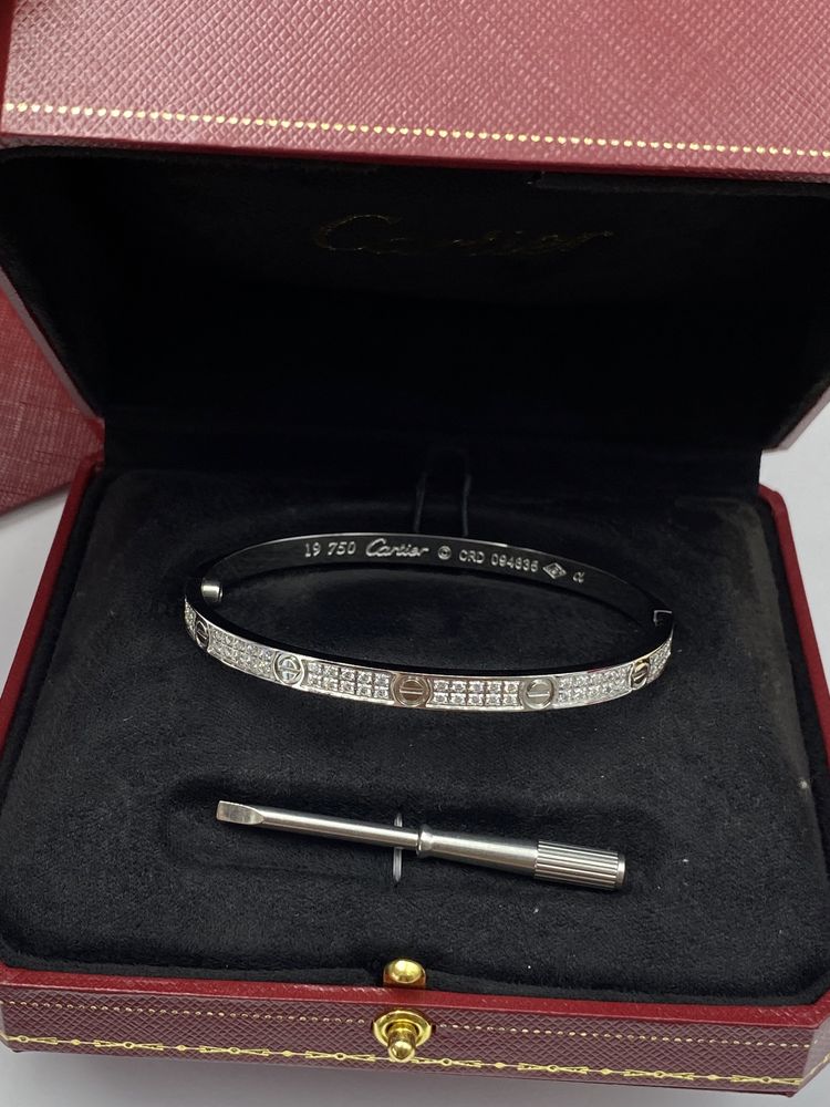 Brățară Cartier LOVE 19 White Gold 750 Small Diamonds Full Box