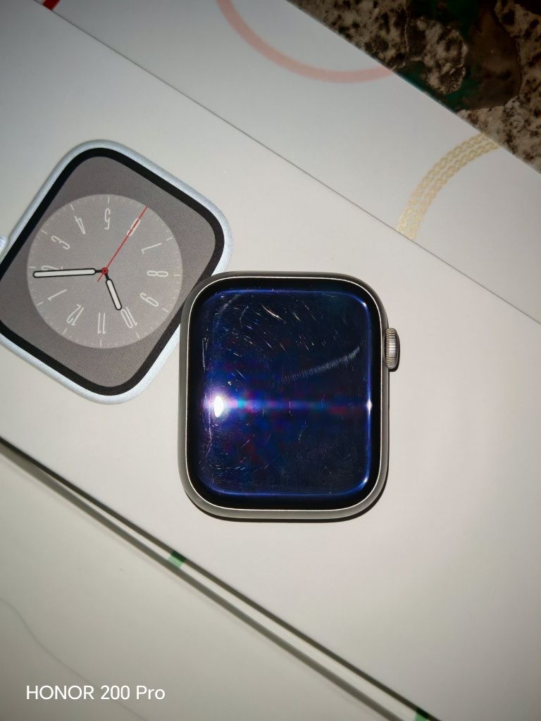 Apple Watch 8.45mm silver ремешок родной чёрный+куча ремешков бонусом