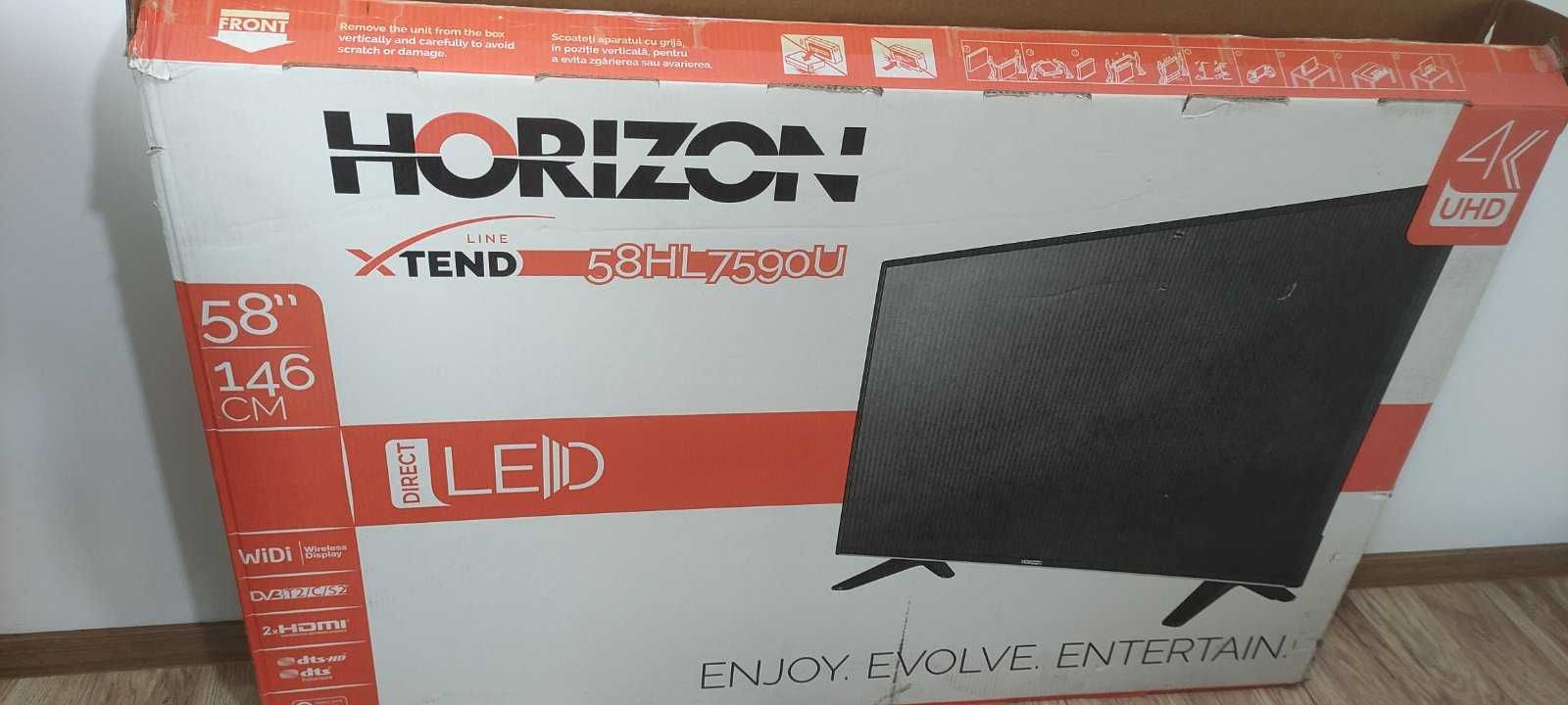 Голям Телевизор 58" 146 см Smart Android 4K Ultra HD LED + стойка