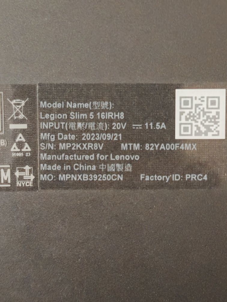 Lenovo Legion Slim 5 16IRH8 – i7, RTX 4060, ecran 2.5K 165Hz, garantie