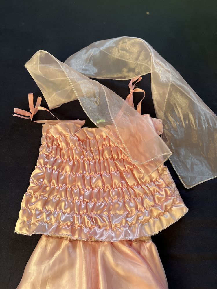 Rochita fusta și corset voal pentru fetite roz ocazie nunta