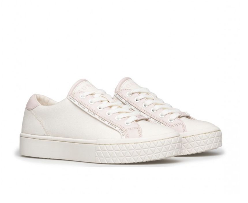 Sneakers Guess alb-roz, panza si piele, marimea 40