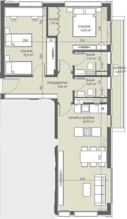 Тристаен в ж.к. Овча купел