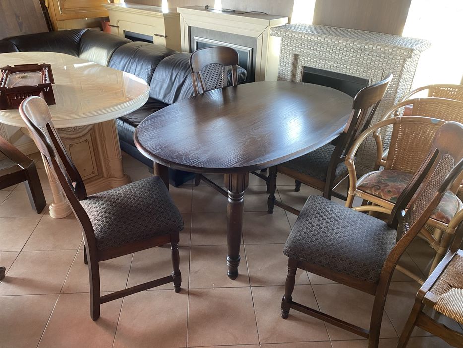 Masa ovala cu 4 scaune supebe lemn masiv stejar/ratan, calitate varf !