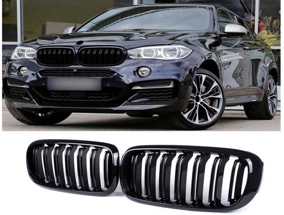 Бъбреци с двойни ребра черен лак за BMW X5 F15, X6 F16 13-18Г