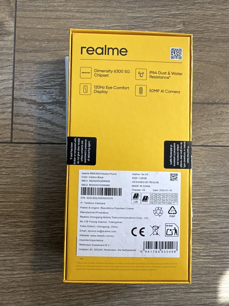 Realme 14x 5g 6/128gb carbon black Неотварян!