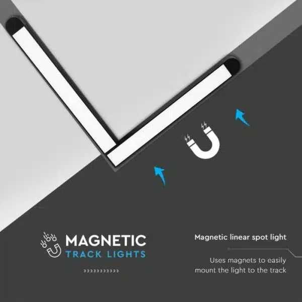LED 25W Магнитно тяло Ъгъл за Релса Открит Монтаж V-tac Slim L форма
