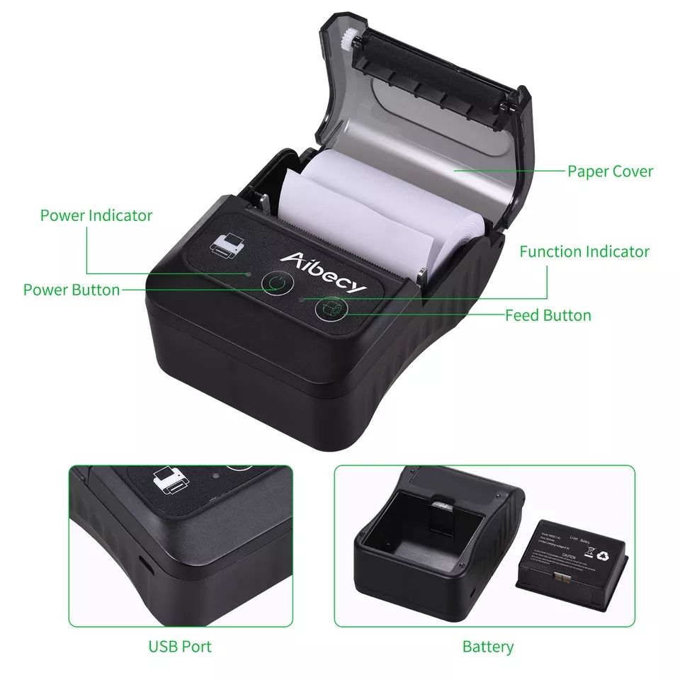 Мобильный принтер чеков термопринтер блютуз