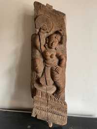 Sculptura lemn India, dansatoare, antica