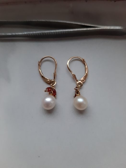 cercei eleganți  aur 14k  cu perle