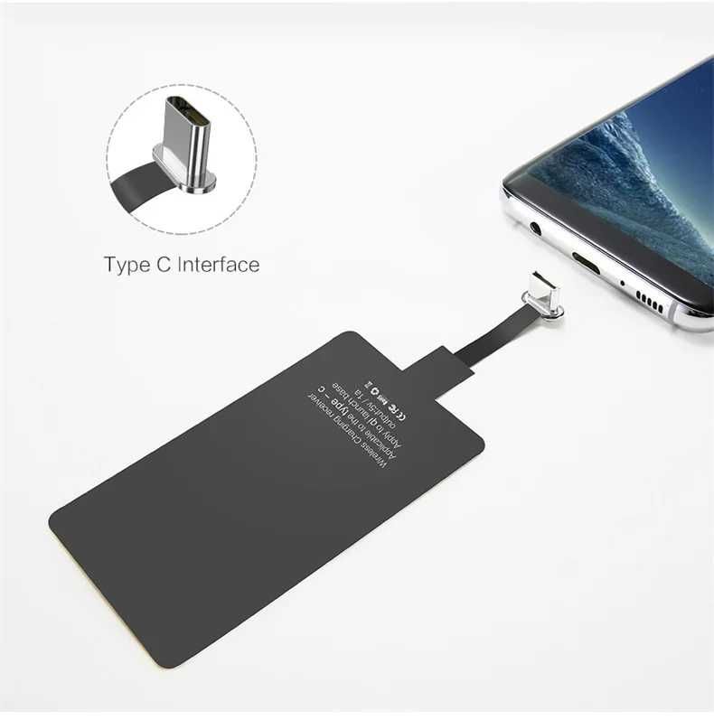 Безжичнo зареждане Qi приемник 5V 1A Универсален USB Type-C адаптер