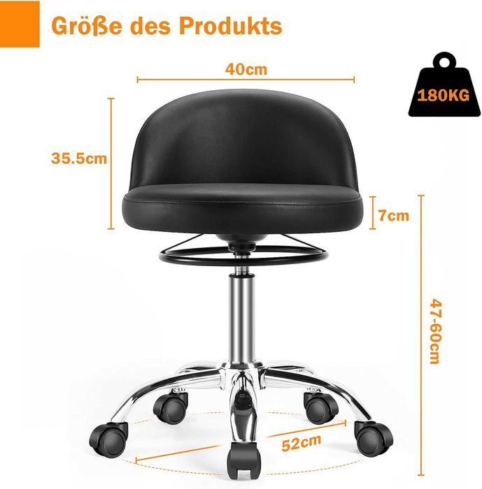 Scaun rotativ,cu roți,rotativ,din piele PU, potrivit pt.birou,salon..