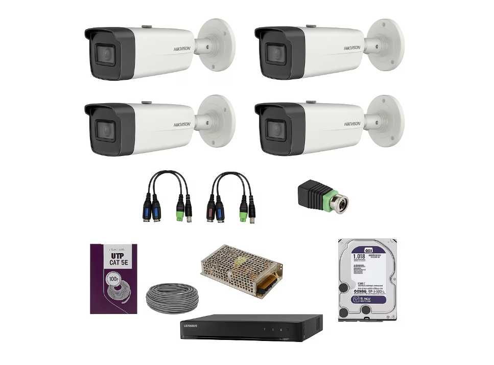 Kit supraveghere 4 camere Hikvision TurboHD 8MP/4K, DVR Turbo AcuSense