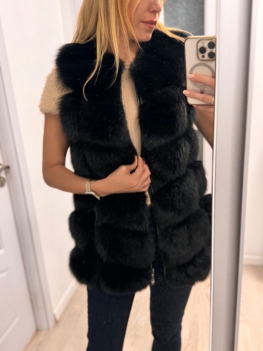 Vesta blana naturala vulpe S/M