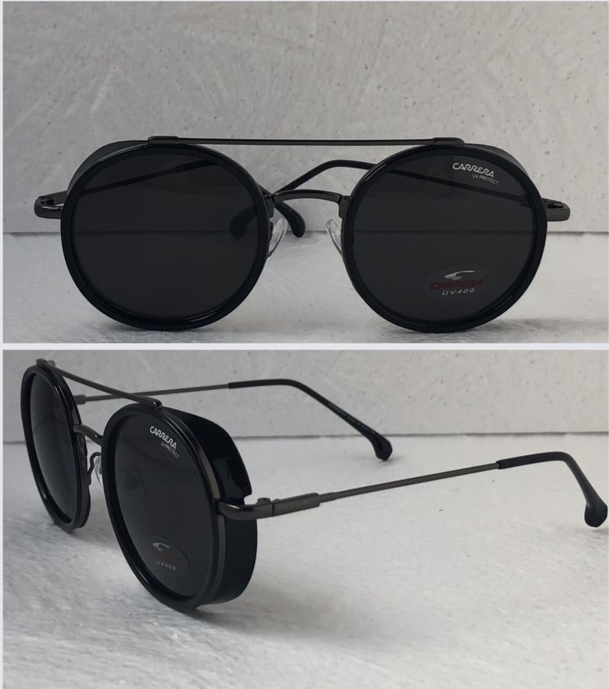 Carrera Мъжки слънчеви очила кръгли овални 2 цвята черни мат черни лак