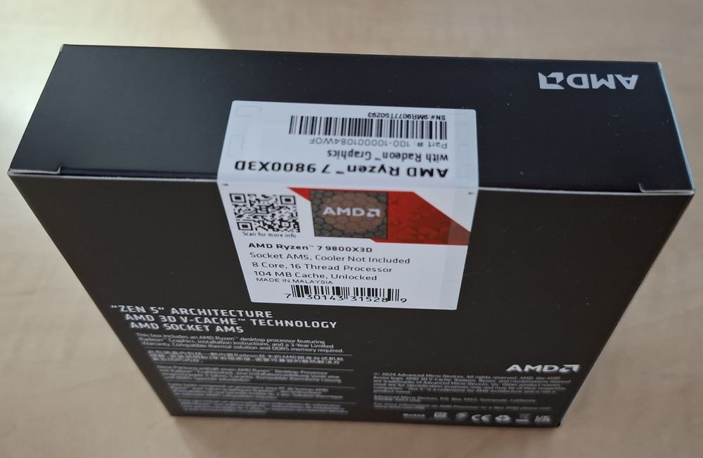 Procesor AMD Ryzen 7 9800X3D 4.7GHz box - SIGILAT