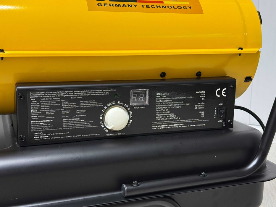 Дизельная тепловая пушка ROLF TOP-DG50, 51 кВт, до 500 м², 80 л