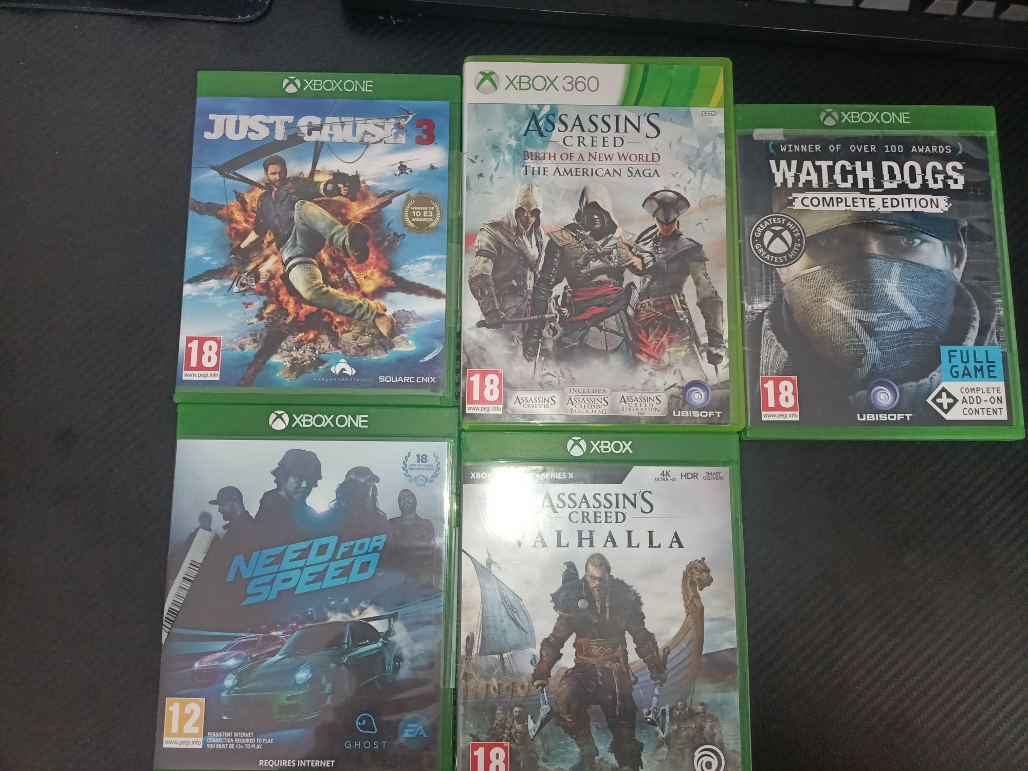 Jocuri xbox assassin's creed, nfs, WatchDogs si JustCause 3