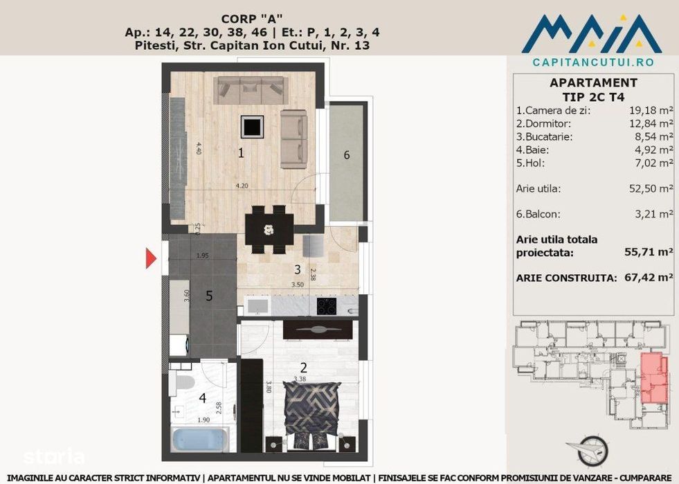 2 camere, Finisaje Premium, Central, Langa padure, Capitan Cutui, Pite