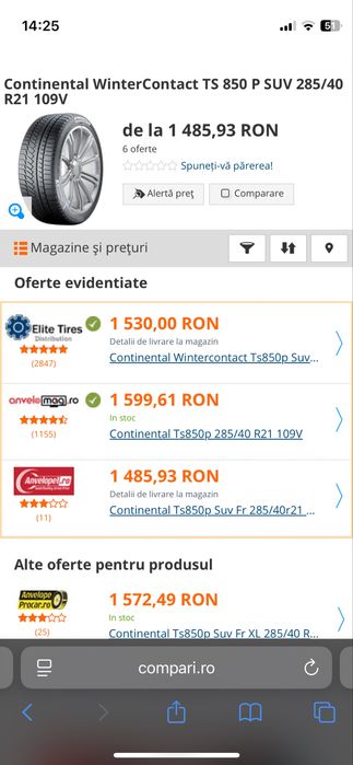 Anvelope 285/40/21 Continental 2 buc
