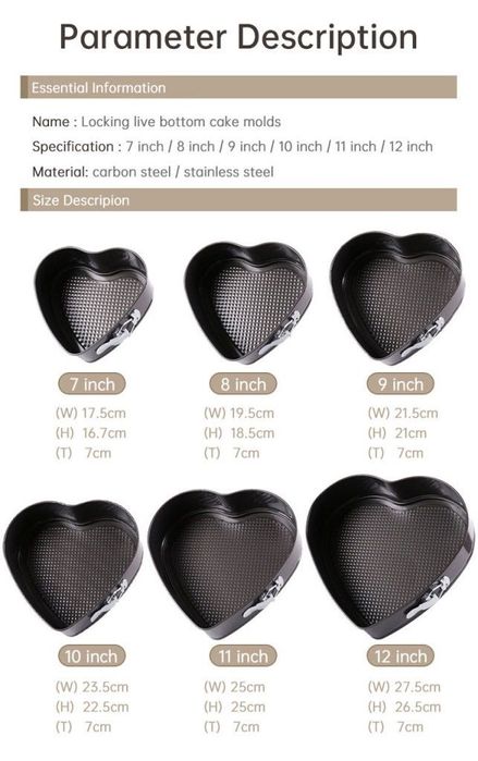Комплект от 6бр метални форми сърце за торта