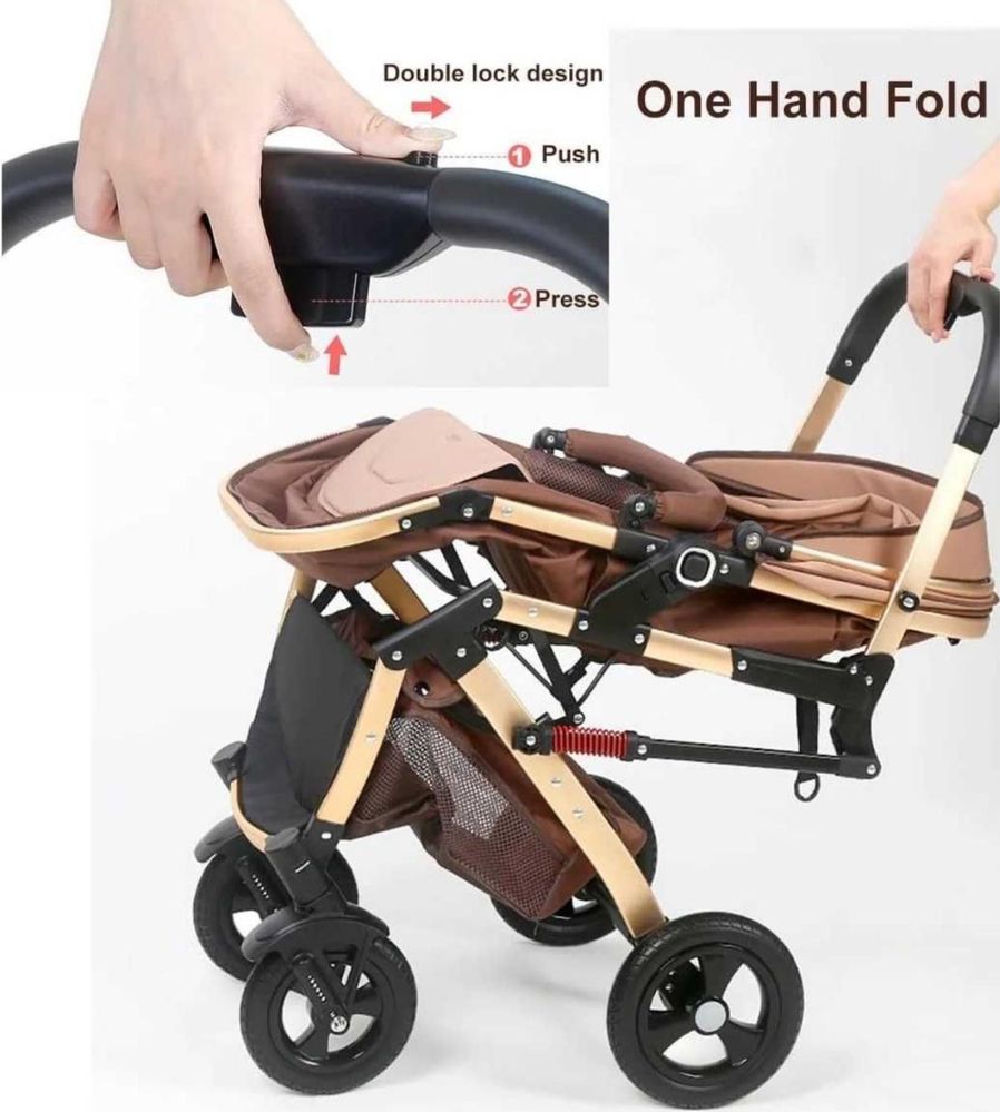 Carucior 2 in 1 Carut copii pliabil cu suspensii landou 0-36 luni