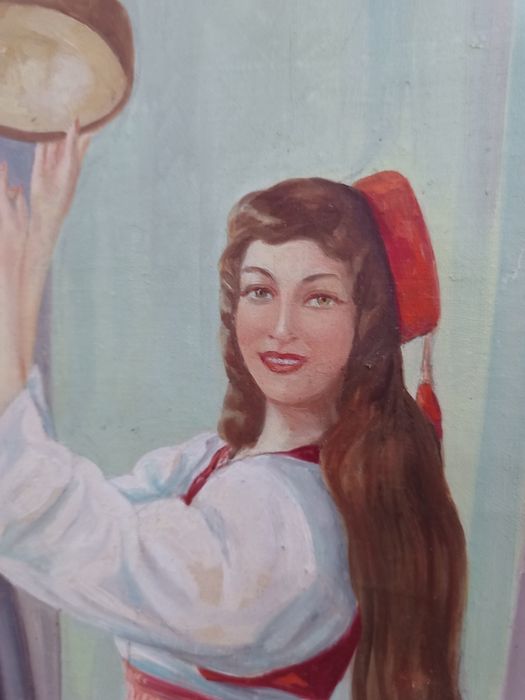 картина маслени бои Танцьорка с Даире (Ориенталски Мотив)