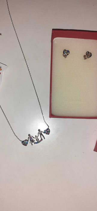 Set argint, mama, tata si copilul, murano