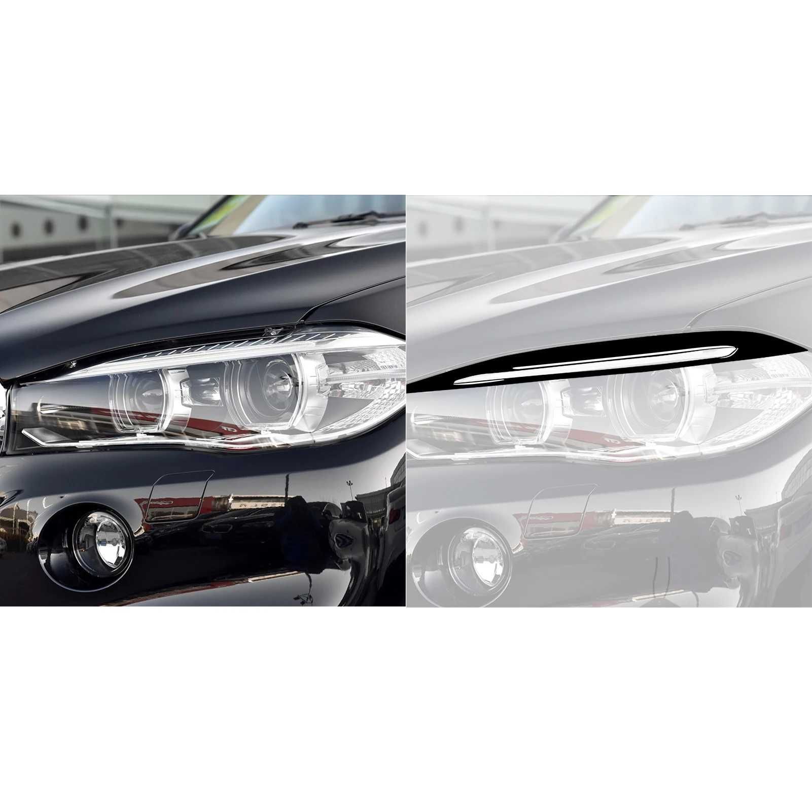 Set 2 Pleoape Faruri Far Adeziv BMW X5 F15 2014 - 2018, Negru Lucios