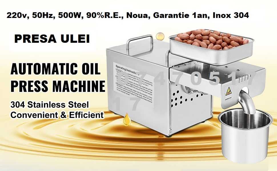 Presa ulei la rece, Inox, 220V, 500W,Noua, Uz casnic,