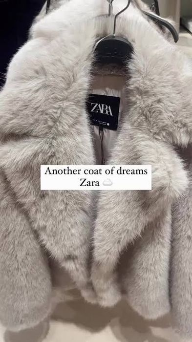 Шуба Zara Светло серая