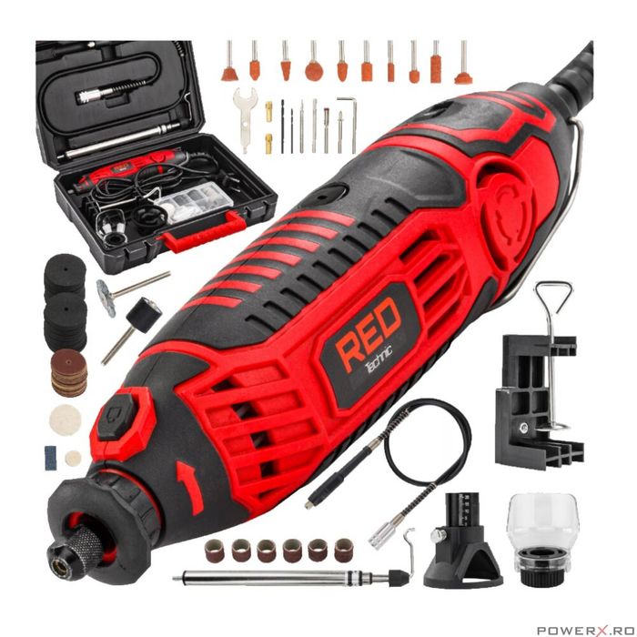 Mini polizor drept, 280 W, cu accesorii, Red Technic