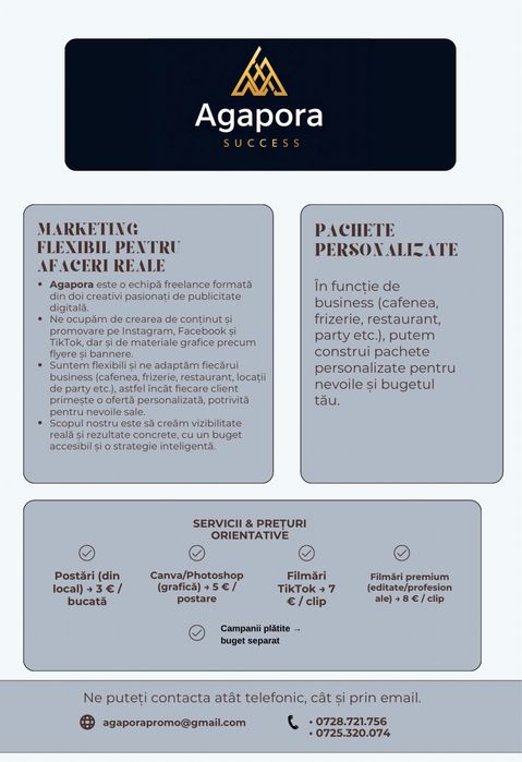 Servicii Marketing Digital-Promovare- Agapora(freelance)