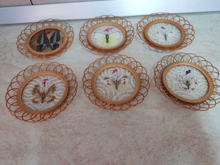 Set 6 suporti pentru pahare cu fluturi
