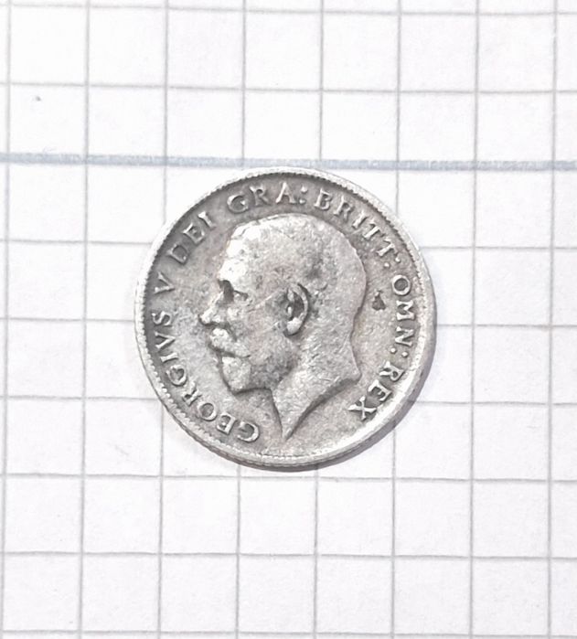 Monedă rară Sixpence 1914 – Regele George V – Argint Sterling 92,5%