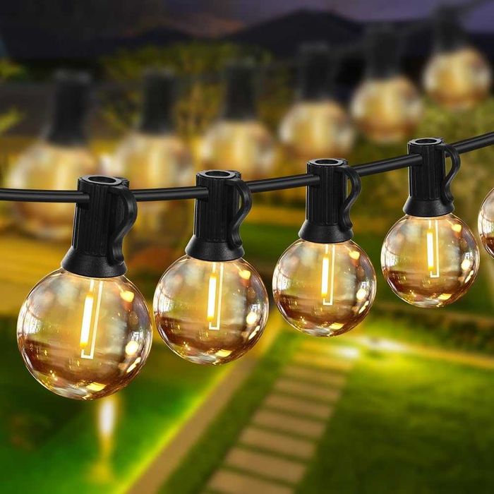 LED гирлянд 30,2 м, декоративен, 50+2 G40 LED крушки, топла светлина