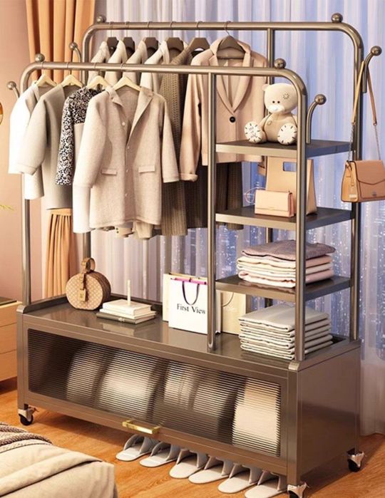 Гардеробная вешалка со шкафом железная