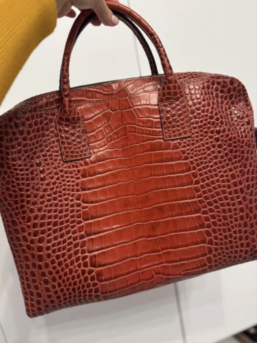 Geantă din piele naturală Musette – model croco, nouă