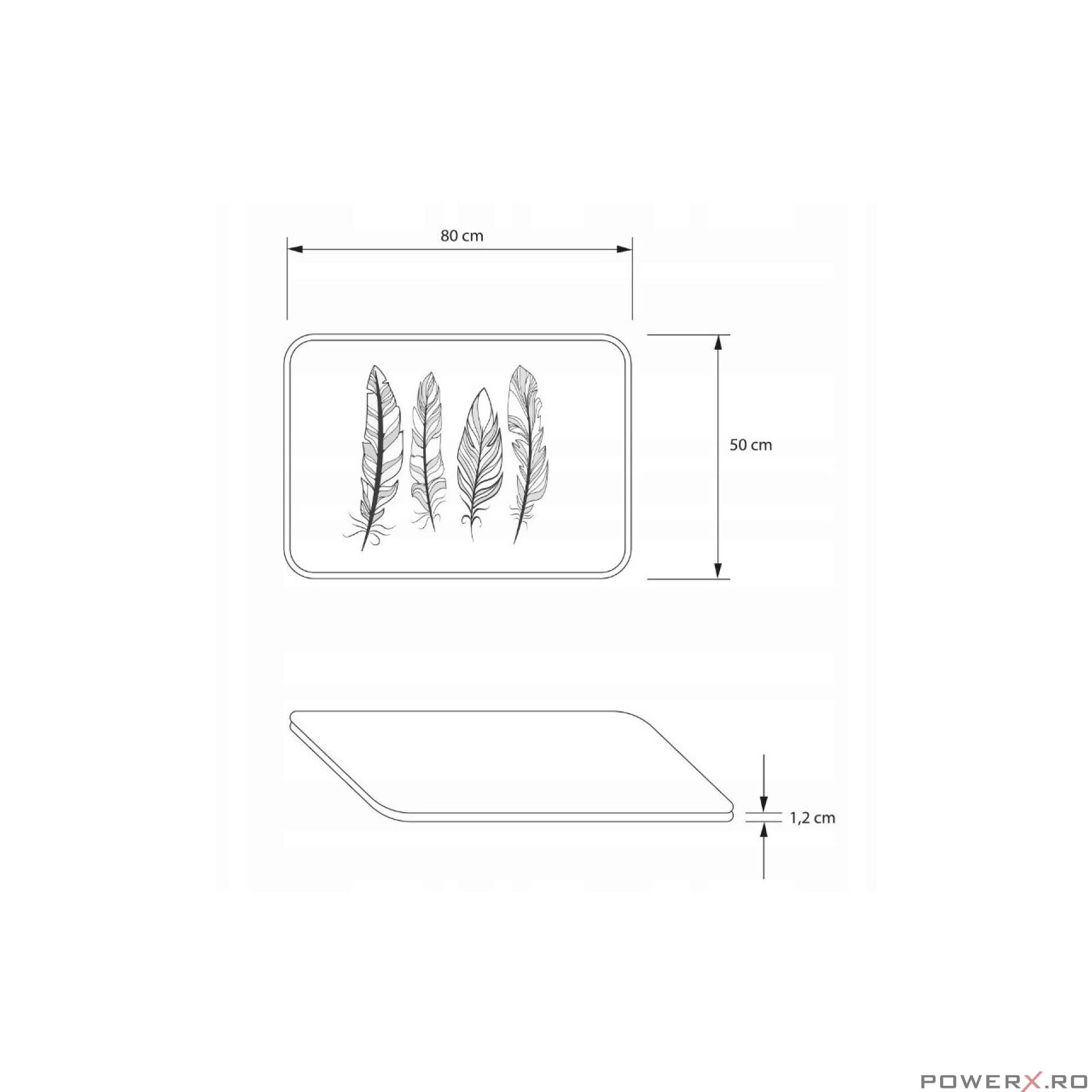Covoras pentru baie antiaderent, pufos, 50x80 cm, alb cu imprimeu,