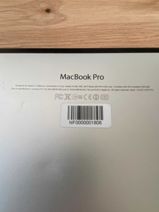 MacBook Pro, Retina, 15-inch, Early 2013